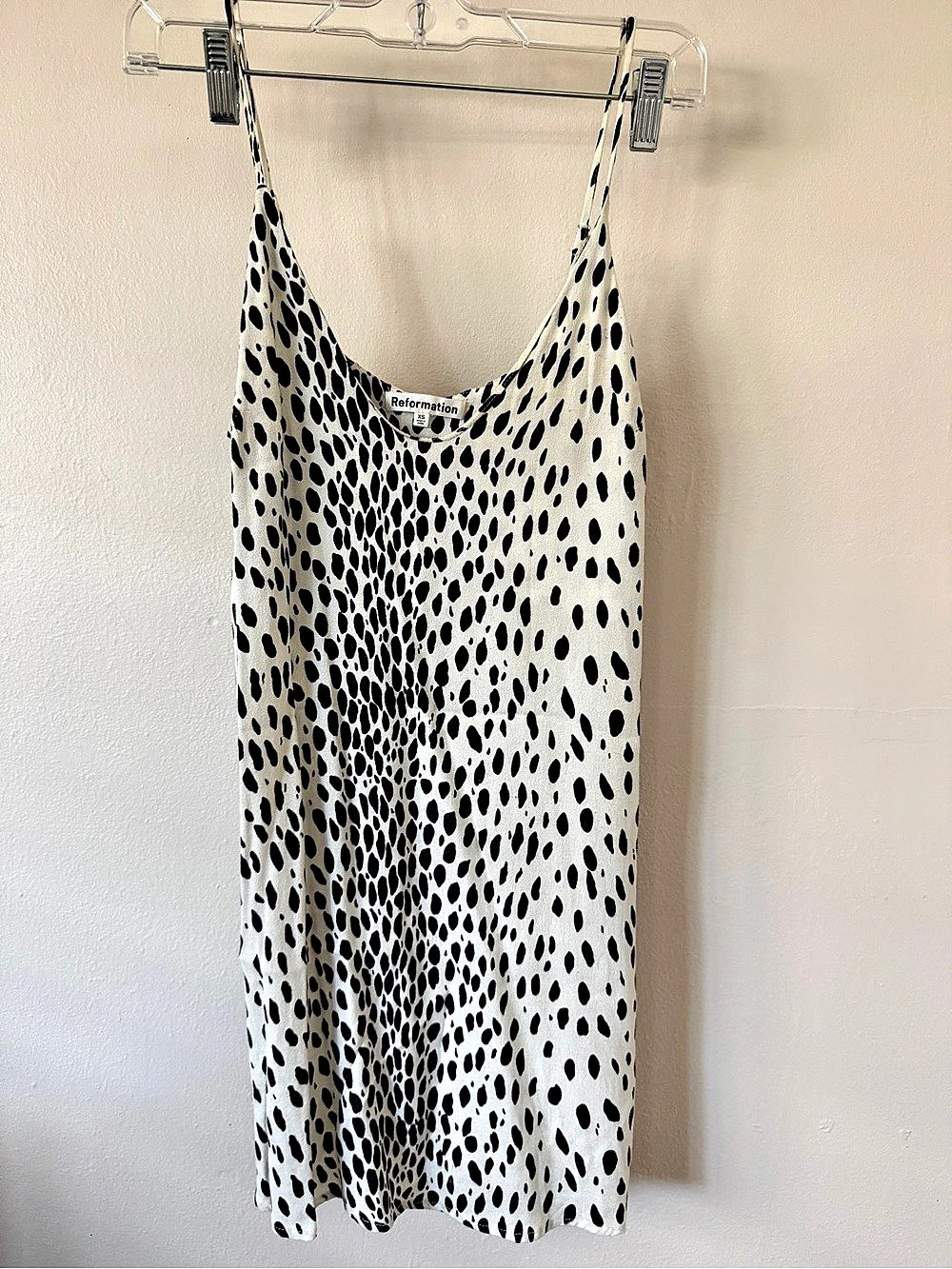 Reformation Animal Print Mini Dress in White & Black Size XS Like New